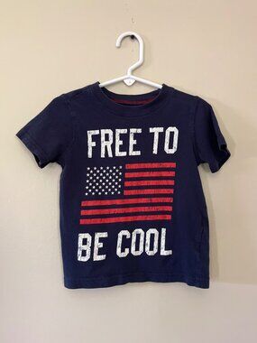 3 For $6 Carter's Boys 2T Blue Short Sleeve T-Shirt Free To Be Cool American